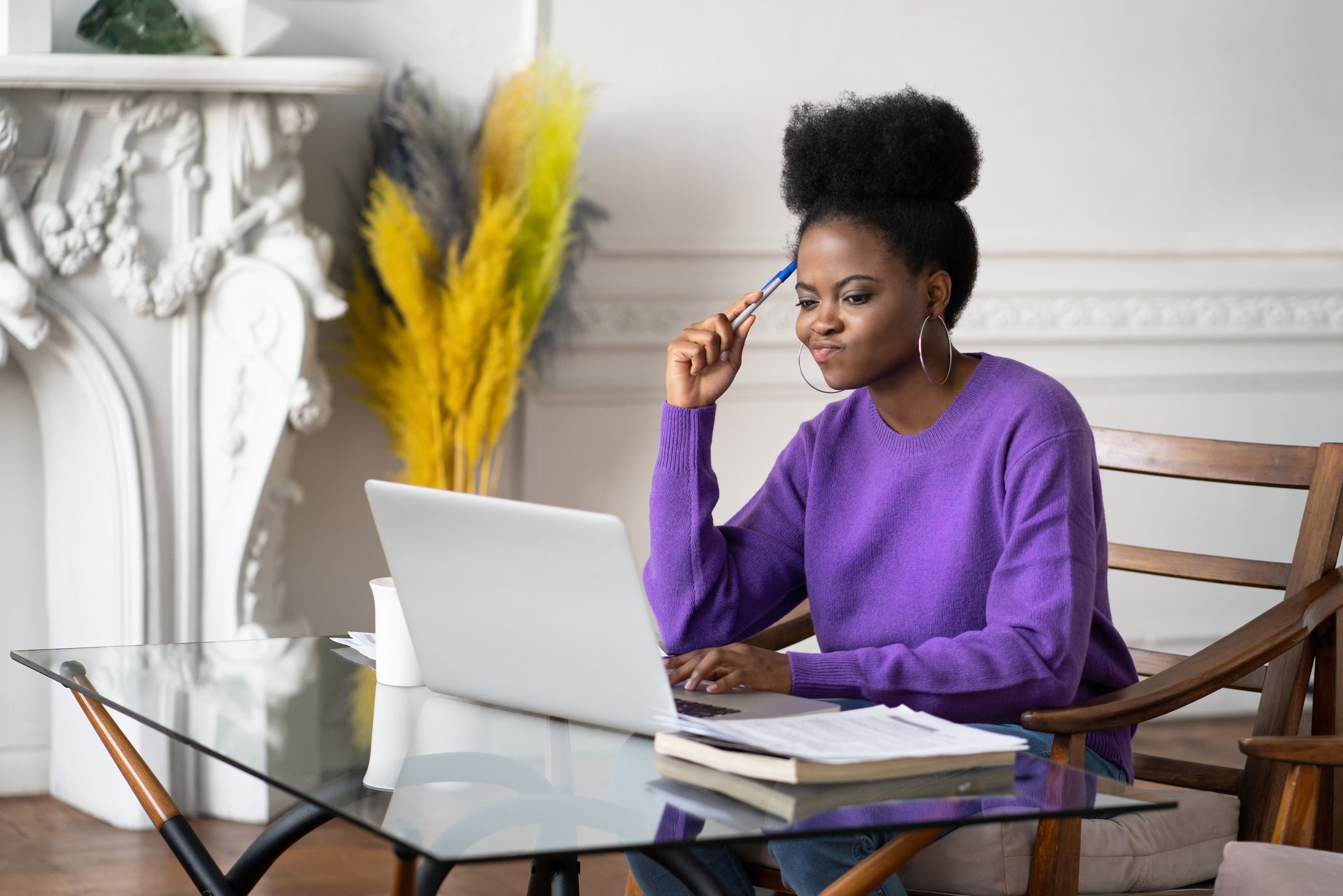 Displeased Woman Using a Laptop